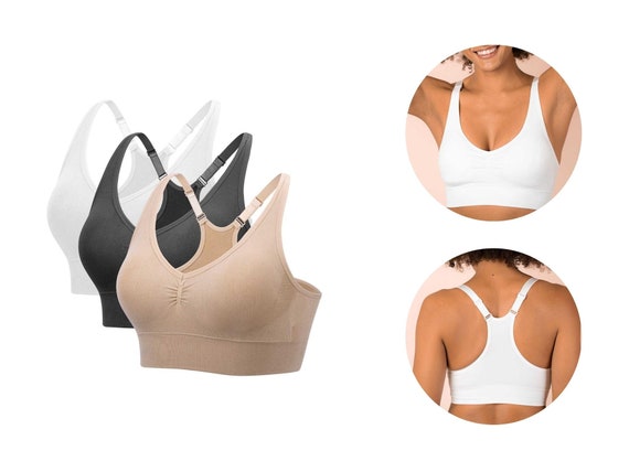 3 Packs Women's Fusion Racerback Bra, Wireless Yoga Bra, Seamless