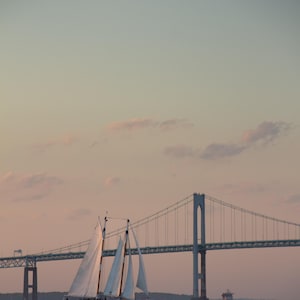 Pell Bridge Sailboat Sunset Print – Newport Rhode Island Coastal Wall Art (Digital Download)