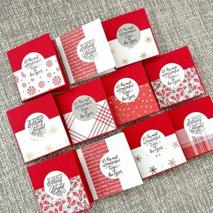 100 Mini Christmas cards Holiday cards Christmas tags Handmade Christmas Mini Cards Christmas gift card 100 Mini notecards Bulk cards Xmas