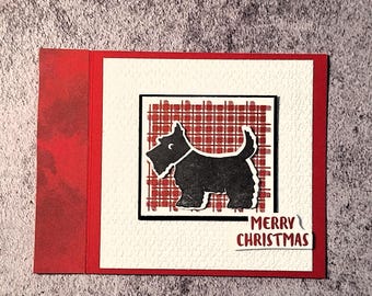 Christmas Card with Scottie Dog.  Handmade.  For Pet Lovers!