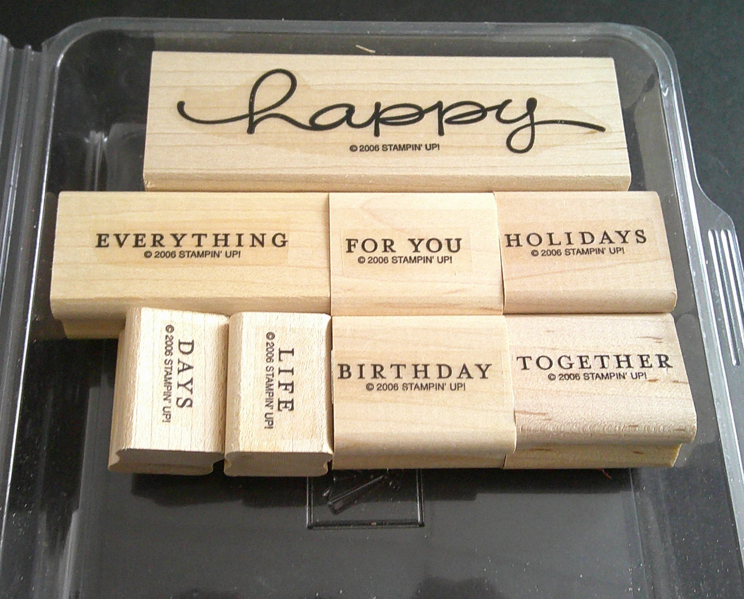 Retired Stampin' Up! Wood Mounted Stamp Set: Happy Everything! Like New ...