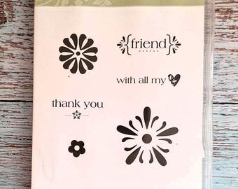Retired Stampin' Up! "With All My Heart" Rubber Stamp Set