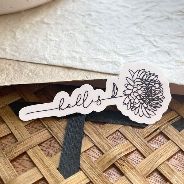 CUSTOM Birth Flower Name Waterproof Sticker