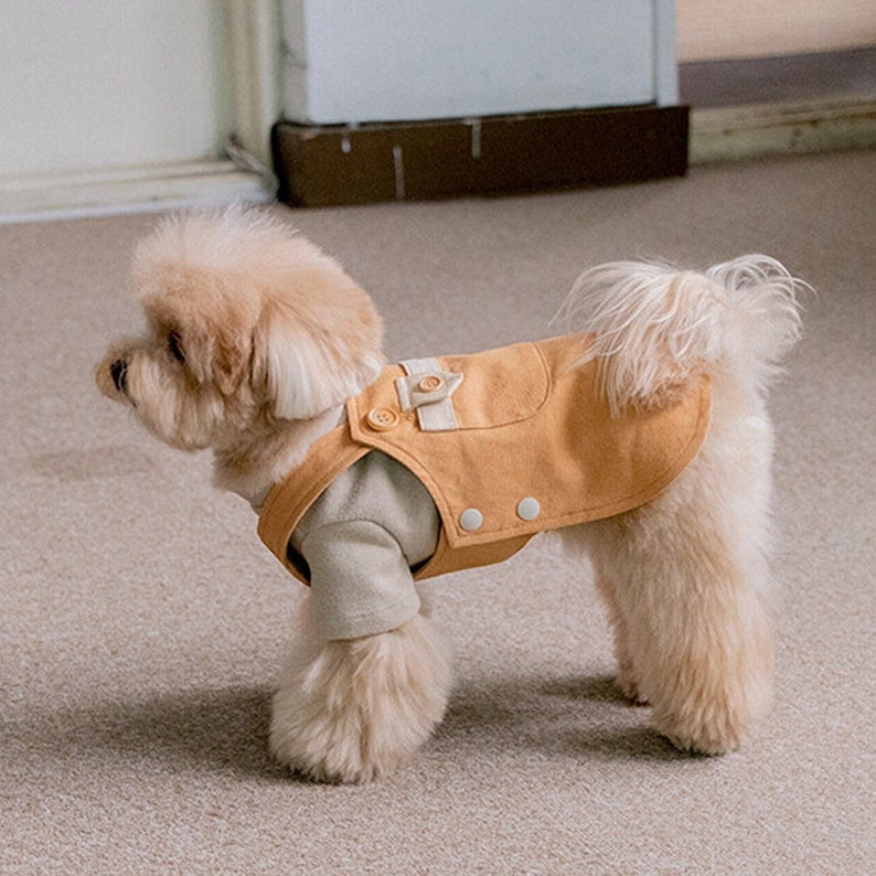 Natural Pocket Overall Jumpsuit Dog Clothes for Dog, Puppy Dog Clothing Puppy Clothing Pet Fashion Dog Apparel Puppy Clothes Soft Orange