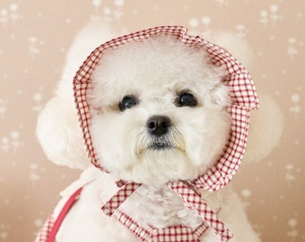 Baily Checkered Bonnet Hat | Dog Hat | Puppy Hat | Cute Dog Hat | Dog Bonnet | Dog, Puppy Accessory | Pet Accessory | Pet Hat | Dog Gift