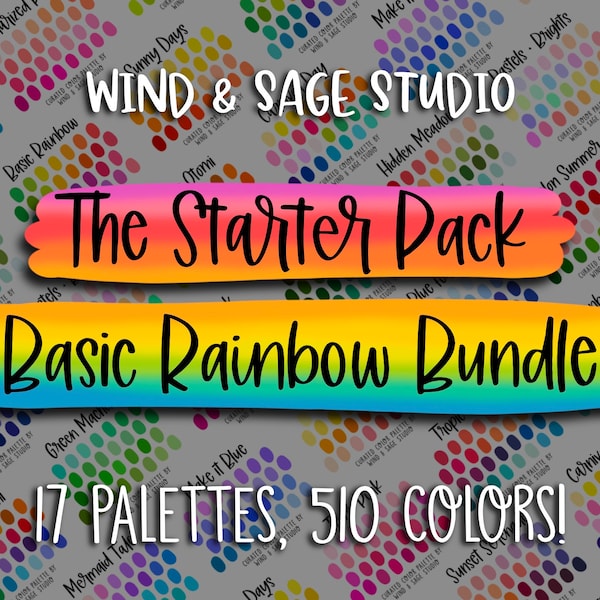 Rainbow Procreate Color Palette,  Basic Rainbow Bundle, Color Swatches, Rainbow Color Scheme