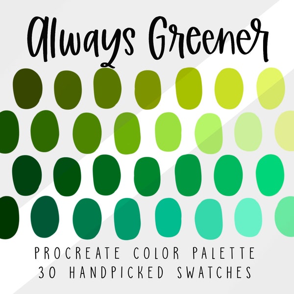 Green Procreate Color Palette, Color Swatches,  Procreate Palette