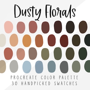 Dusty Florals, Procreate Color Palette, Color Swatches,  Procreate Palette