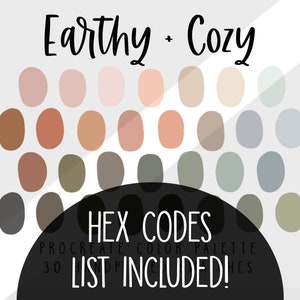 Earthy Cozy, Fall Color Palette, Hygge Themed Color Swatches, Hex Codes Included, Goodnotes palette, Canva Palette