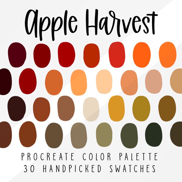 Apple Harvest, Fall Procreate Color Palette, Fall Themed Color Swatches,  Procreate Palette