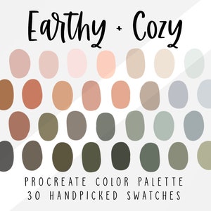 Earthy Cozy, Fall Procreate Color Palette, Hygge Themed Color Swatches,  Procreate Palette