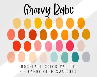 Groovy Vintage Procreate Color Palette, Color Swatches, Retro Color Palette