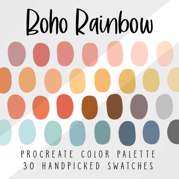 Boho Rainbow Procreate Color Palette, Color Swatches,  Procreate Palette