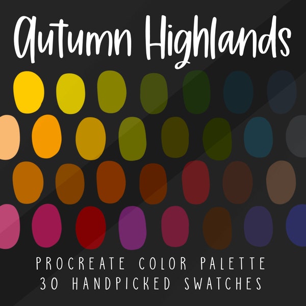 Autumn Highlands, Fall Procreate Color Palette, Fall Themed Color Swatches,  Procreate Palette, Scotland