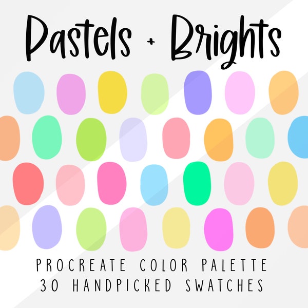 Pastels & Brights Procreate Color Palette, Color Swatches,  Procreate Palette, Bright Warm Color Palette