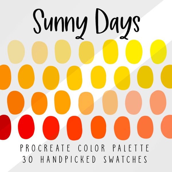 Yellow Orange Procreate Color Palette, Color Swatches,  Procreate Palette