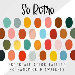 Retro Vintage Procreate Color Palette, Color Swatches, 70s Color Palette