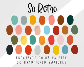 Retro Vintage Procreate Color Palette, Color Swatches, 70s Color Palette