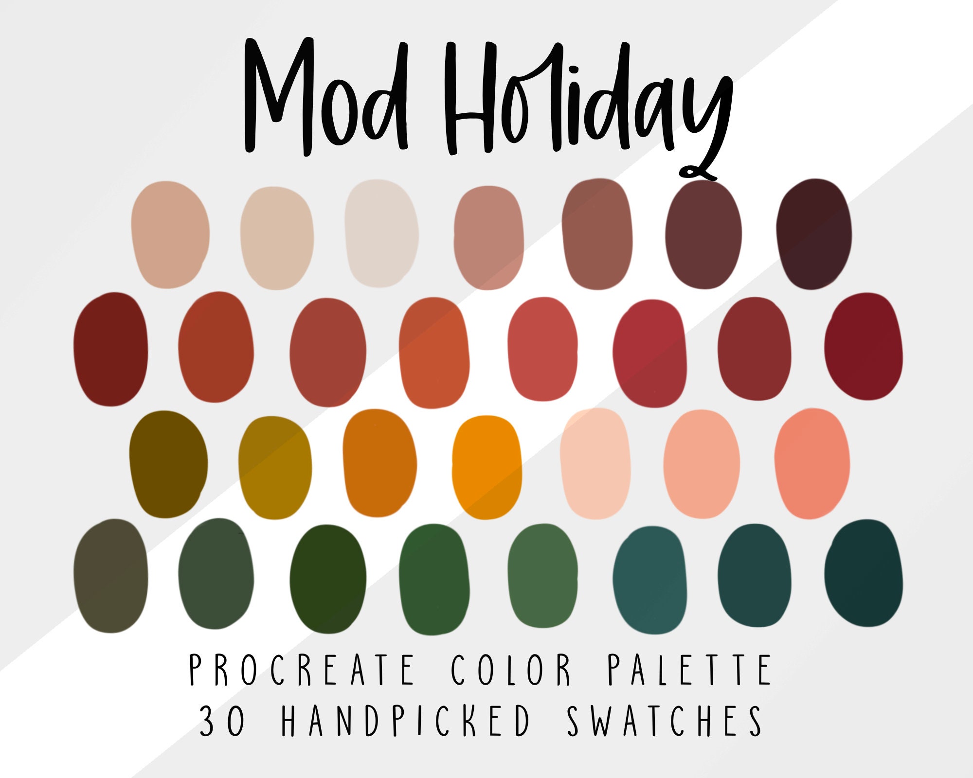 Mod Holiday Winter Procreate Color Palette Christmas Themed | Etsy