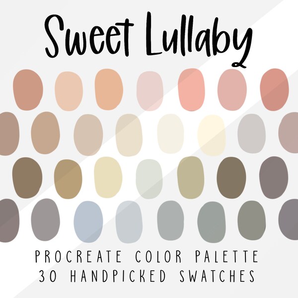 Lullaby Pastel Neutrals, Procreate Color Palette, Color Swatches,  Procreate Palette, Neutral Color Palette