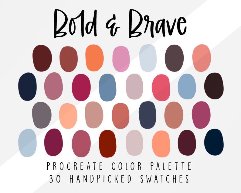 Bold & Brave Procreate Color Palette Color Swatches - Etsy