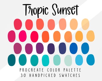 Tropic Sunset Procreate Color Palette, Color Swatches,  Procreate Palette