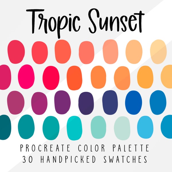 Tropic Sunset Procreate Color Palette, Color Swatches,  Procreate Palette