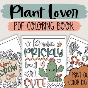 Plant Lover Coloring Book, Printable Coloring Pages, Digital Coloring Book, Adult Coloring Pages, Procreate Color