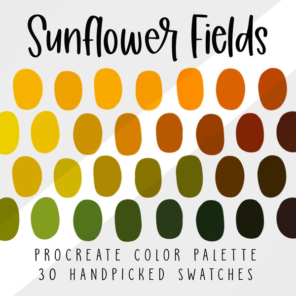 Sunflower Fields, Fall Procreate Color Palette, Fall Themed Color Swatches,  Procreate Palette