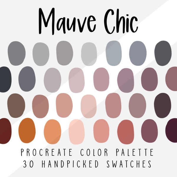 Mauve Chic Procreate Color Palette, Color Swatches,  Procreate Palette, Peach Blush Grey & Mauve