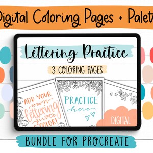 Lettering Practice Sheet Procreate Coloring Pages Procreate | Etsy
