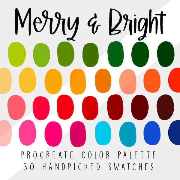 Merry & Bright, Winter Procreate Color Palette, Christmas Themed Color Swatches,  Procreate Palette