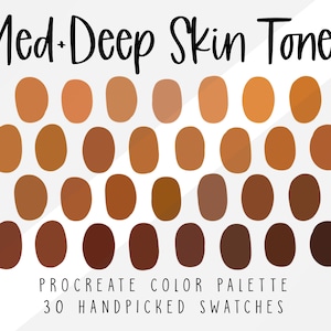 Medium Deep Skin Tones Color Palette for Procreate, Portrait Color Palette, Color Swatches,  Procreate Palette, Digital Illustration