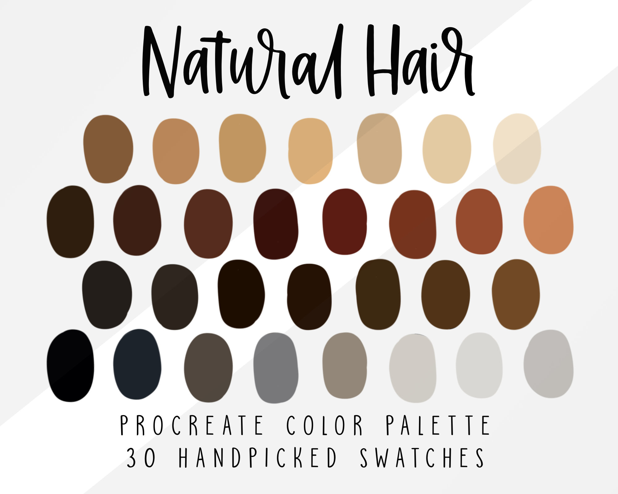 Natural Hair Color Palette for Procreate Portrait Color - Etsy Natural Hair Color Palette for Procreate Portrait Color - Etsy