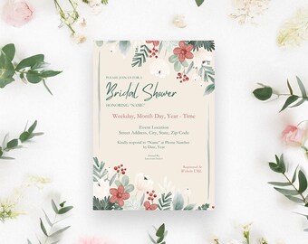 Floral Bridal Shower Invitation 5x7 | Customizable Invitation Template