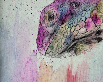 Iguana water color print