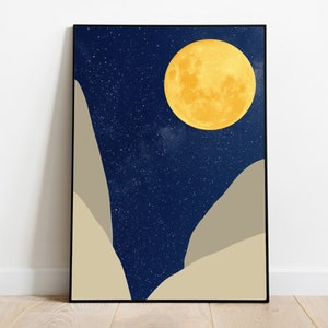 Night Mountain Landscape Digital Print, Aesthetic Print, Living Room Art, Wall Print, Digital Download, Bedroom Art, Office Art, Home Decor