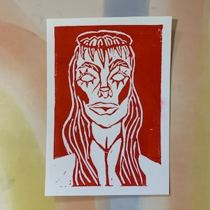 harsh beauty- linocut print