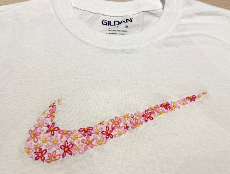 Nike Swoosh Flower Embroidered Shirt | Etsy