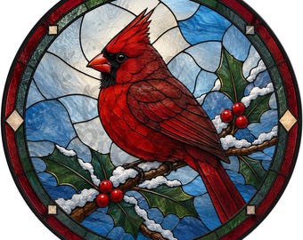 Faux Cardinal Stained Glass, Christmas Wreath Signs, Christmas Signs