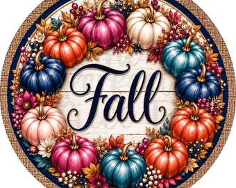 Fall Pumpkin Border Wreath Sign, Fall Decor, UV-Coated Metal Sign, Wreath Signs