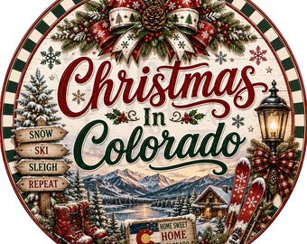 Christmas In Colorado Wreath Sign, Christmas Wreath Signs, Christmas Signs