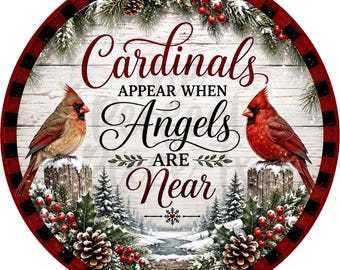 Cardinals Appear When Angels Are Near Wreath Sign, Christmas Wreath Signs, Christmas Signs