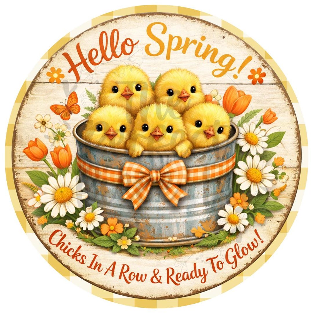 Hello Spring Baby Chicks Wreath Sign, Spring Wreath Signs, Spring ...