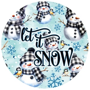 Let It Snow Snowman Wreath Sign, Christmas Snowman Wreath Sign, Christmas Snowman Wreath Signs