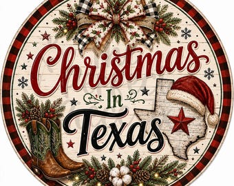 Christmas In Texas Wreath Sign, Christmas Wreath Signs, Christmas Signs