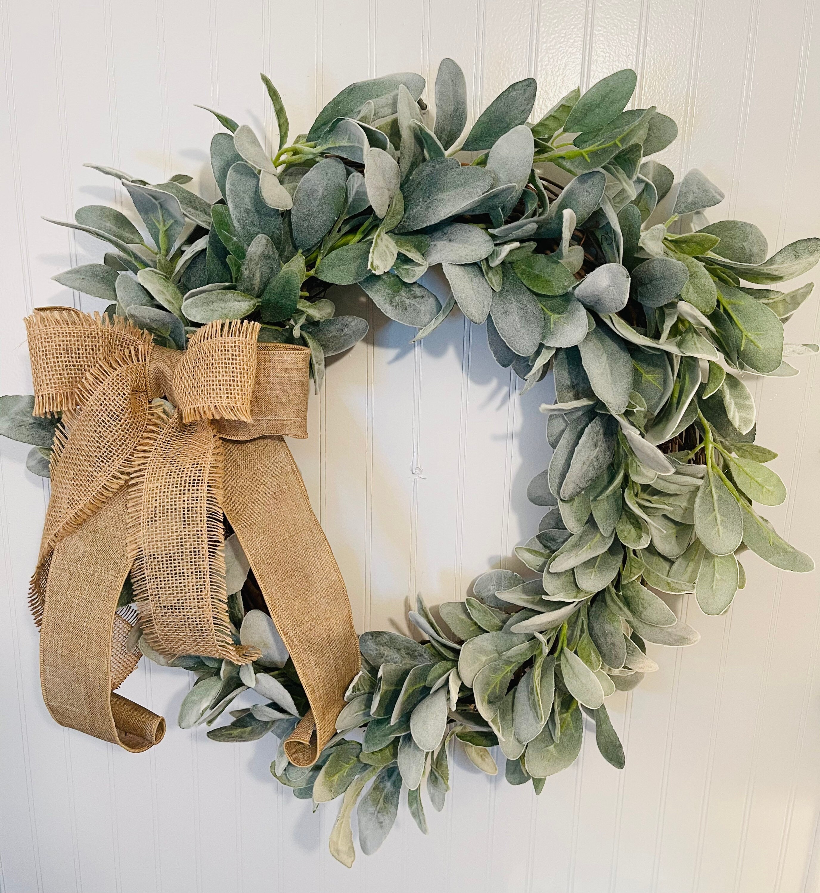 Lambs Ear Wreath Burlap and Lambs Ear Decor Seasonal Wreath Etsy