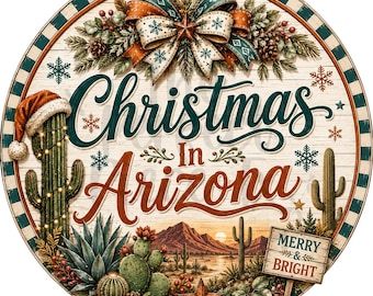Christmas In Arizona Wreath Sign, Christmas Wreath Signs, Christmas Signs
