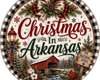 Christmas In Arkansas Wreath Sign, Christmas Wreath Signs, Christmas Signs