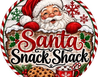 Santa Snack Shack Wreath Sign , Christmas Wreath Signs, Christmas Signs